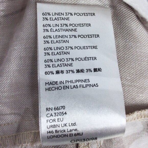 Anthropologie Frannie Print Tapered Pants Sz 16W Linen Blend Beige Floral Leaves - Picture 11 of 11